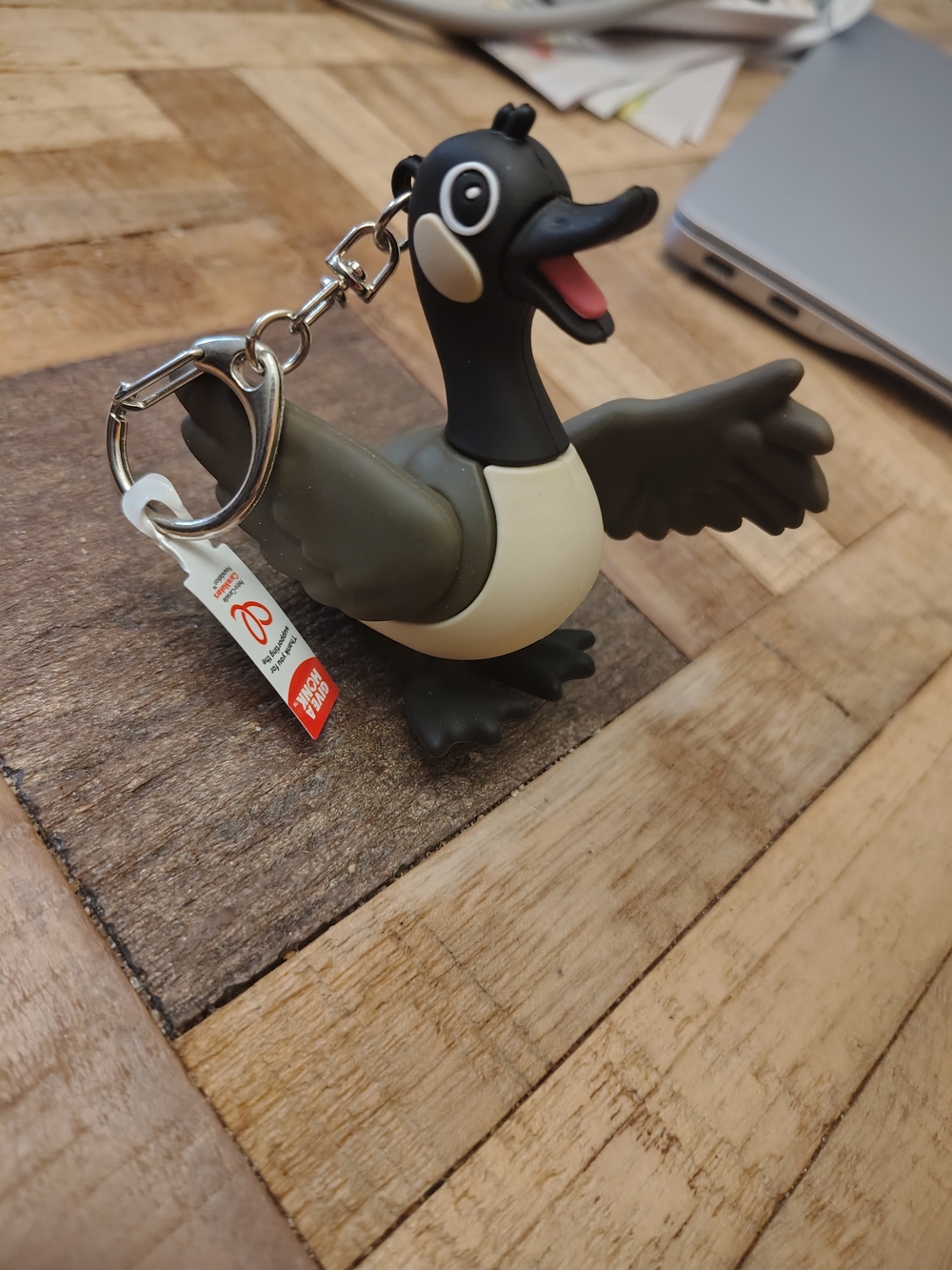 Cute Black & Cream Goose Keychain Pet Toy